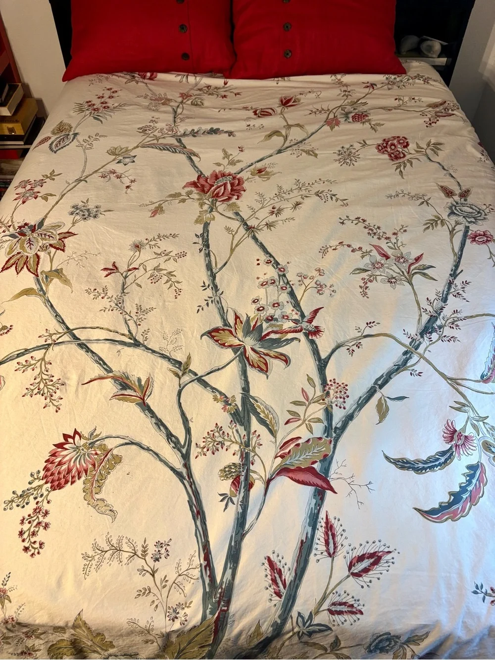 Pottery Barn King Duvet Cover 100% Cotton Italy Tree of Life Floral Bird Rare